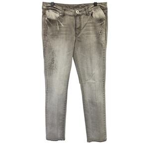 CACHE Skinny Jeans Rhinestone Detail Women’s 8 Gray Silver‎ Stretch